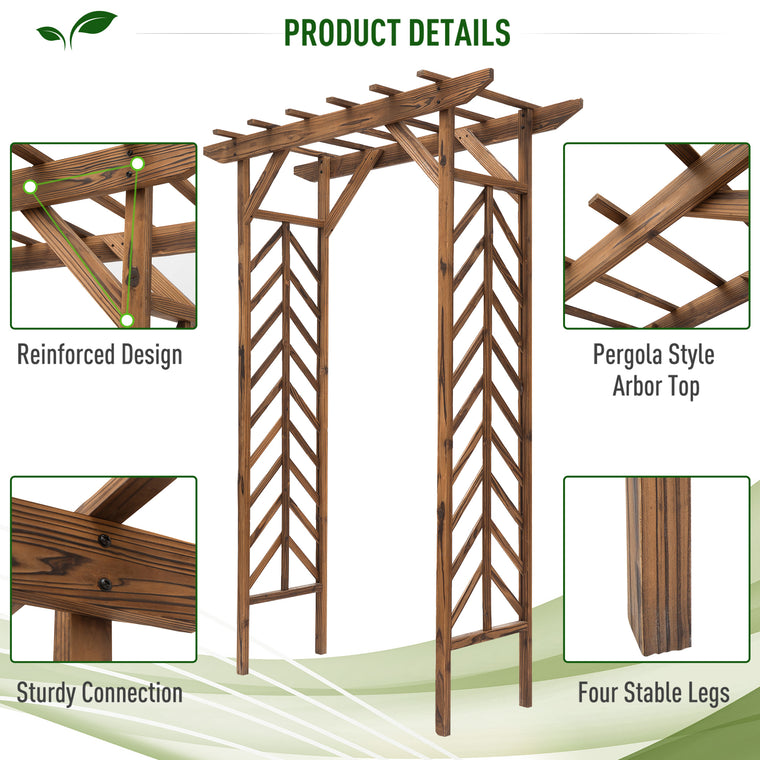 79" Fir Wood Arched Garden Arbour with Pergola Roof