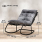 Outdoor Rocking Chair, Oversized Rocking Patio Chair with 25" Extra Wide Mesh Seat and Cushion, Dark Grey