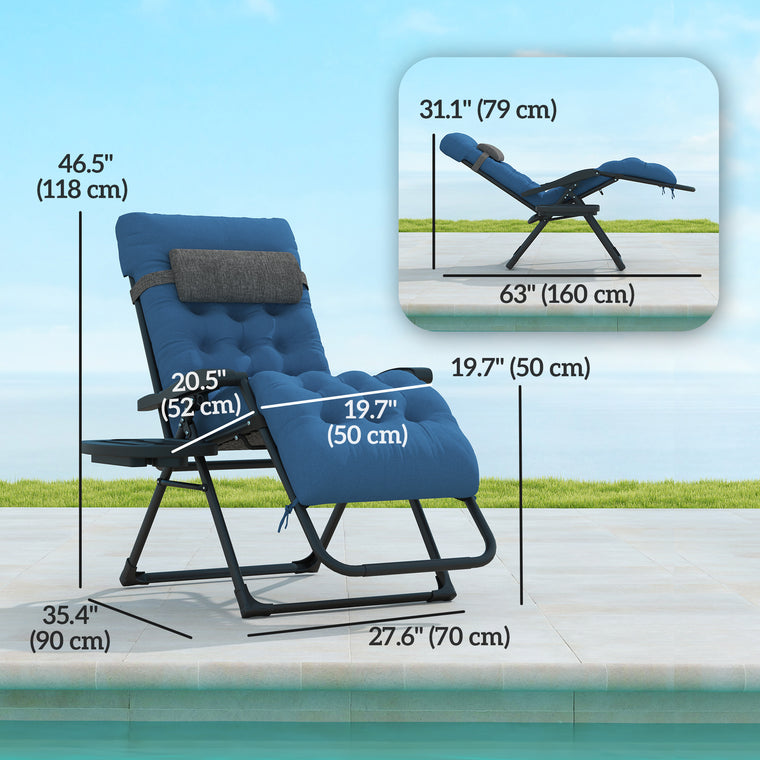 Padded Folding Recliner with Cupholder & Adjustable Backrest