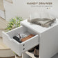 Upholstered Shoe Storage Bench w/ Seat, Entrance Bench w/ Drawer and 6 Open Shelves for Hallway, White