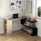 55" Corner Computer Desk, 360° Rotating L-Shaped Desk, Home Office Workstation with 3-Tier Shelves