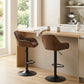 Adjustable Bar Stools Set of 2, Swivel Barstools with Footrest and Back, PU Leather and Steel Round Base, Coffee