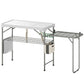 Fish Cleaning Table Folding Sink Portable Camping Sink with Side Shelf & Bottom Rack for Outdoor White