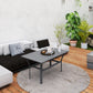 Outdoor Side Table with Slatted Tabletop, Metal Patio Coffee Table for Garden, Balcony, Black