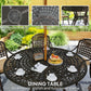 7 Pieces Outdoor Dining Set for 6, Aluminum Patio Table and Chairs Furniture Set with Umbrella Hole, Cushions, Bronze