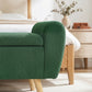 Storage Ottoman, 59" Corduroy End of Bed Storage Bench for King Size Bed with Wooden Legs and Rolled Arms, Dark Green