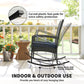 Outdoor Rocking Chair, Patio Wicker Chair Removable Cushion, High Back and Armrests for Porch Balcony, Navy Blue