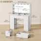 Vanity Desk with 10 Dimmable LED Lights, Mirror Dressing Table with 7 Drawers and Charging Station, White