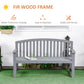 Wooden Bench, Outdoor Bench with Slatted Design, Backrest, Armrests for Garden, Park, Backyard, Grey