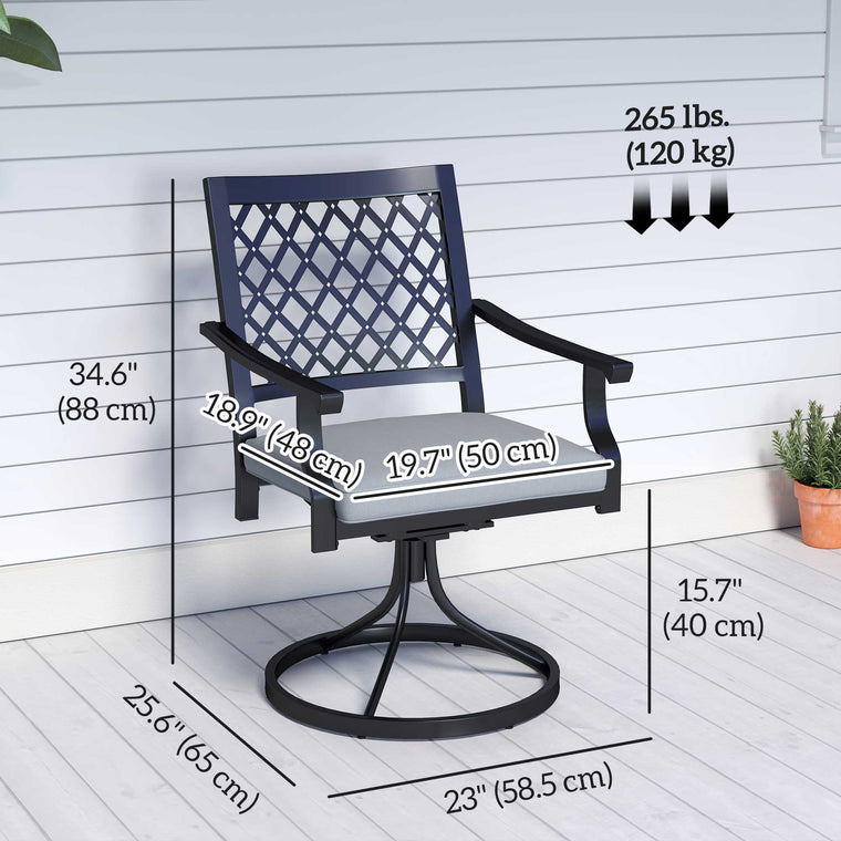 Metal Swivel Rocker Chairs with Cushion, Set of 2