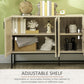 Buffet Cabinet, Coffee Bar Cabinet with Drawers and Adjustable Shelves, Oak