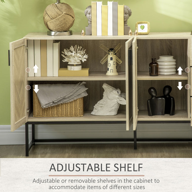 Coffee Bar Cabinet with Drawers and Shelves - Oak