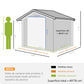 9'x6.3'Garden Storage Outdoor Shed w/ Floor Foundation Outdoor Yard Metal Tool Storage House Grey White