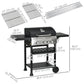 38,000 BTU Propane Gas Grill BBQ Cart with 3 Main Burners, 1 Side Burner, with Warming Rack, Side Prep Tables, Black