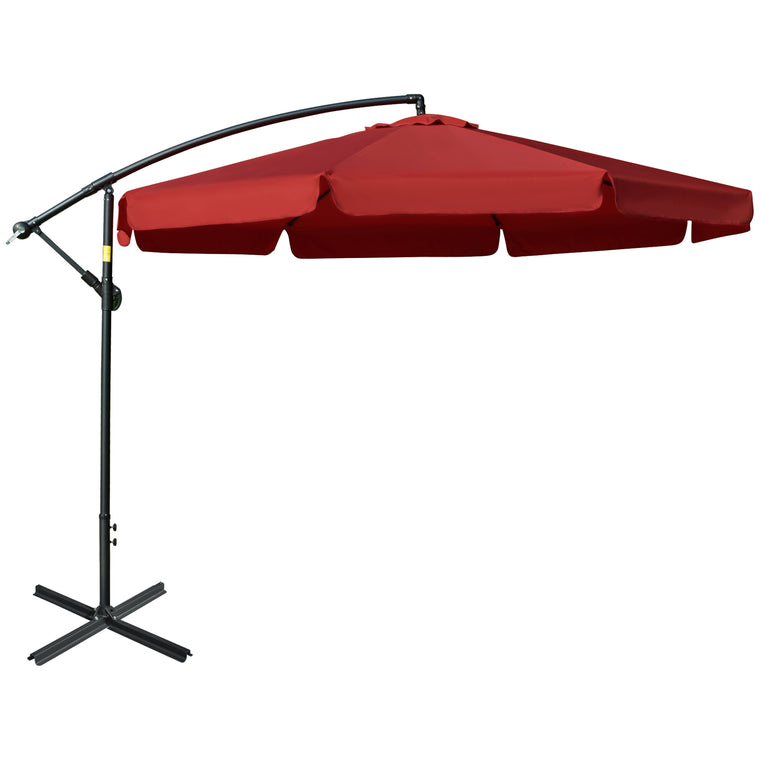 11FT Red Cantilever Umbrella with Easy Tilt & Cross Base