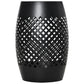 12" Steel Patio End Table, Round Hollow Drum Side Table, Accent Table for Indoor and Outdoor, Black