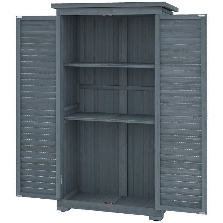 34.3" x 18.3" x 63" Wood Garden Shed with Tiered Shelves