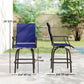Outdoor Bar Stools Set of 2, Swivel Bar Height Chairs with High Back, Curved Armrests and Steel Frame, Navy Blue