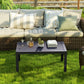 Outdoor Coffee Table, Rectangular Patio Table with Steel Frame and Slat Tabletop for Garden, Balcony, Grey