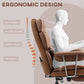 400LBS Massage Office Chair, Executive Office Chair with 6-Point Vibration, Footrest and Lumbar Support, Brown