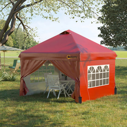 10' x 10' Red Pop Up Sun Shelter with Wheeled Bag