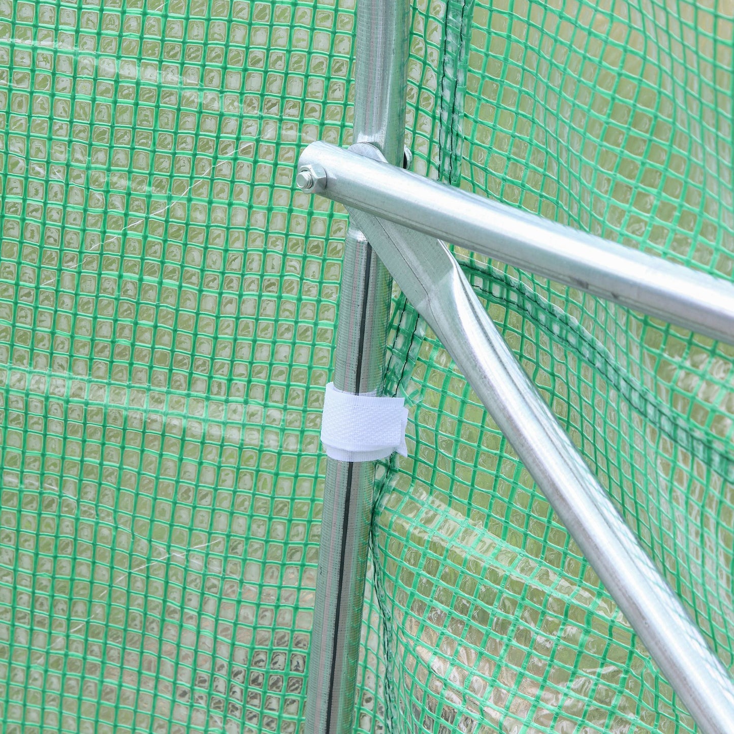 15' x 10' x 7' Walk-in Greenhouse Outdoor Plant Tunnel Warm Hot House w/ Roll Up Door and 6 Mesh Windows, Steel Frame, Green