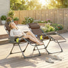 Zero Gravity Chair Set of 2, Folding Reclining Outdoor Lounge Chair with Cup Holder, Headrest, Brown