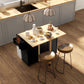 Rolling Kitchen Cart on Wheels with Drop Leaf, Kitchen Island with 3 Drawers, Solid Wood Top and Towel Rack, Black