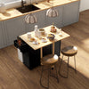 Rolling Kitchen Cart on Wheels with Drop Leaf, Kitchen Island with 3 Drawers, Solid Wood Top and Towel Rack, Black