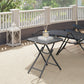 Patio Table, Folding Coffee Table with Tempered Glass Tabletop, Portable Bistro Table for Patio, Backyard