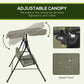 3-Seater Outdoor Porch Swing with Adjustable Canopy, Patio Swing Chair for Garden, Poolside, Backyard, Red