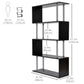 5-Tiers Geometric Wooden Bookcase S-Shaped Storage Bookshelf Display with Metal Frame for Living Room, Bedroom, Home Office, Black