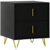 2-Drawer Nightstand with Metal Legs - Black