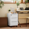 3-Drawer File Cabinet with Wheels, Vertical Filing Cabinet with Lock, White