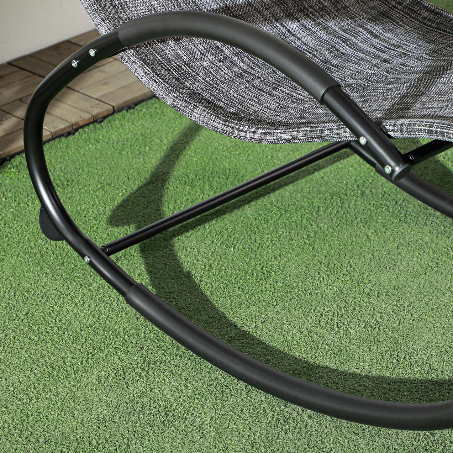 Outdoor Rocking Chair, Patio Zero Gravity Rocker with Mesh Seat and Padded Pillow for Indoor, Garden, Grey