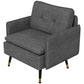 Accent Chair, Upholstered Armchair with Tufted Back Cushion and Steel Legs for Living Room, Bedroom, Dark Grey