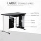 Computer Desk Table Home Office Furniture with Keyboard Tray and CPU Stand, Black and White