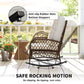Outdoor Wicker Rattan Rocking Chair Patio Rocker with Thick Cushions for Garden Backyard Porch, Light Mixed Brown