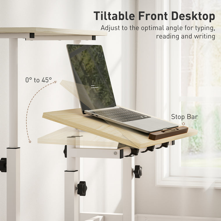 Adjustable Stand Up Desk with Wheels - Natural