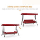 3 Person Porch Swing Bed, 2-in-1 Convertible Outdoor Patio Swing Chair Bench Hammock with Adjustable Canopy, Cushions, Pillows for Porch and Backyard, Red