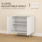 Modern Kitchen Storage Cabinet, Sideboard Buffet Cabinet with Adjustable Shelves and Metal Legs for Kitchen, White