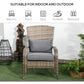 Wicker Adirondack Chair, PE Rattan Outdoor Fire Pit Chair Muskoka Chair with Cushions, Mixed Grey
