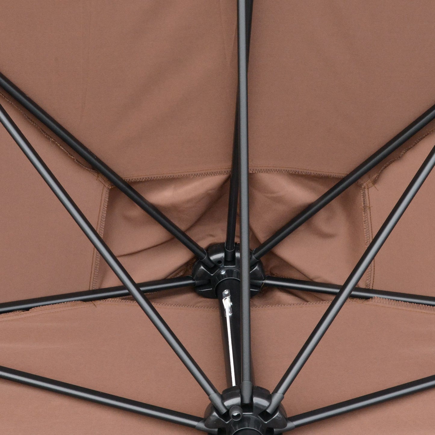 7.5ft Half Umbrella Semi Patio Parasol with Crank Handle, Top Vent for Garden, Balcony- NO BASE INCLUDED, Coffee