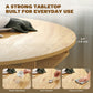 Extendable Dining Table, Round to Oval Convertible Kitchen Table with Storage Shelf for Dining Room, Natural