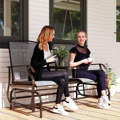 2-Person Patio Glider Rocking Chair Loveseat Bench - Grey