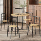 5 Piece Dining Table Set, Space Saving Round Dining Set for 4 with Metal Frame for Small Spaces, Natural