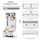 Coat Rack Shoe Bench, Hall Tree with Bench and Shoe Storage, Entryway Bench with 4 Hooks, 2 Drawers, 2 Shelves, White
