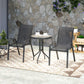 3 Pieces Bistro Set, Small Patio Furniture Set with Stackable Mesh Chairs, Glass Table for Garden, Light Mixed Brown