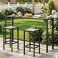 Bar Height Outdoor Table with Built-In Bottle Opener, Patio Bar Table with Wood Grain Plastic Top, 55" x 15" x 39"