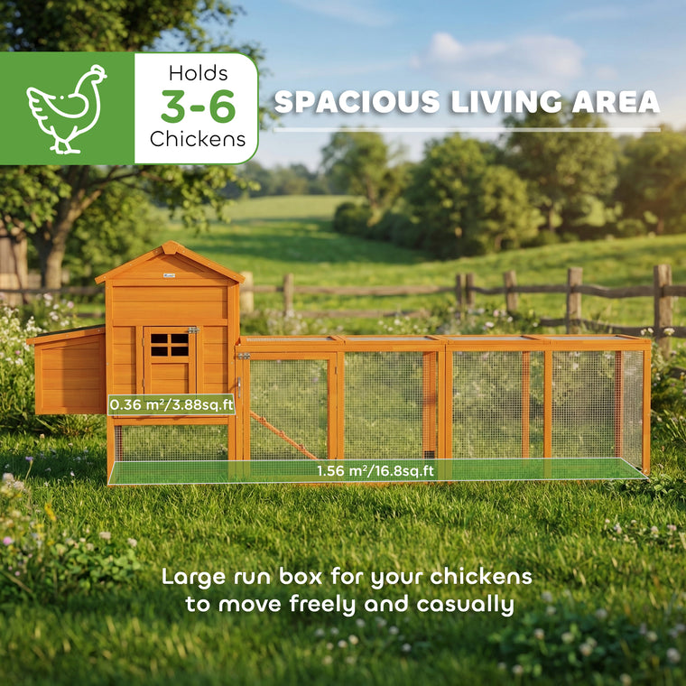 117" Orange Wooden Chicken Coop with Asphalt Roof & Nesting Box